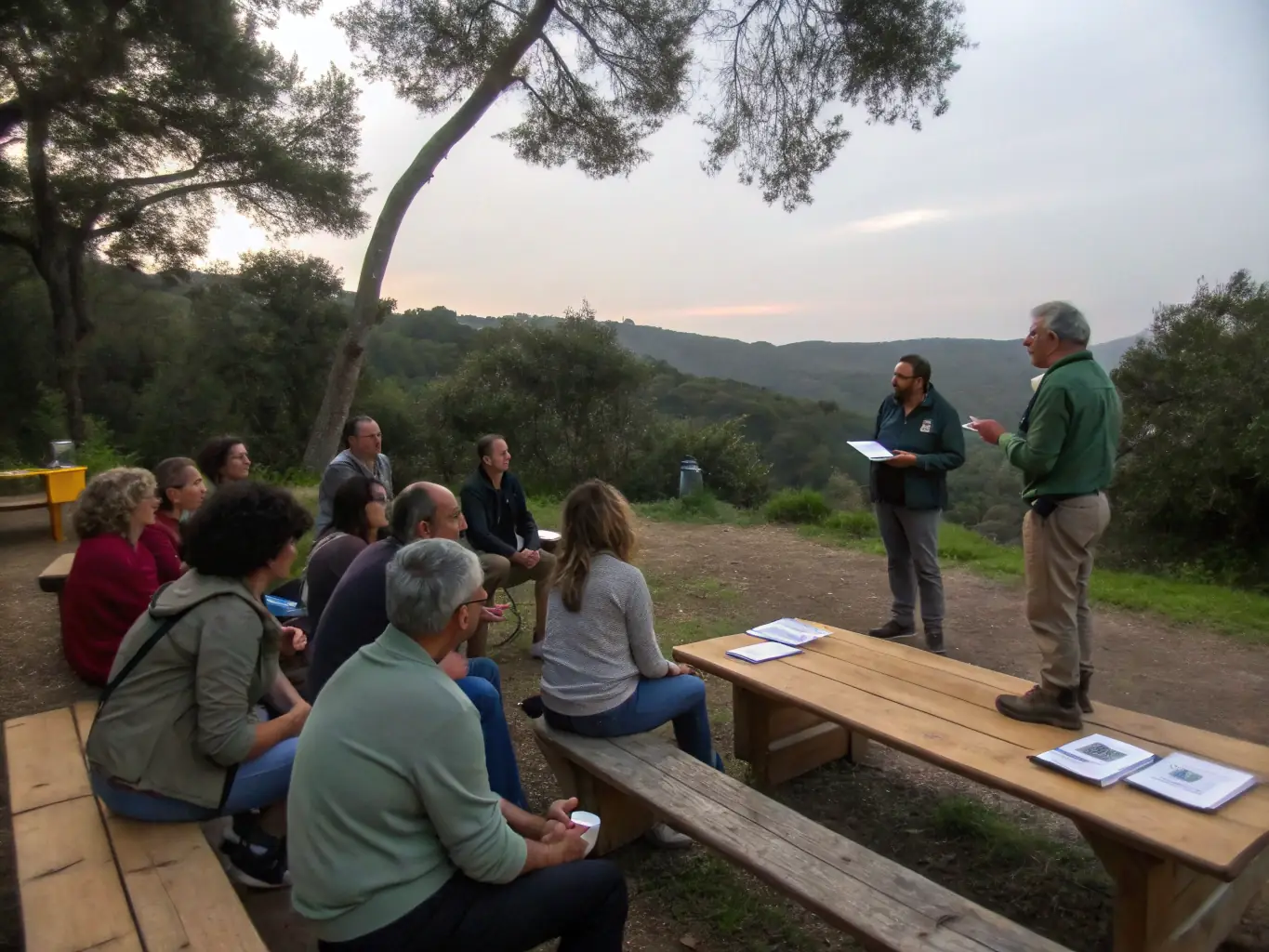 A picture of community members participating in an educational workshop on sustainable hunting practices, emphasizing responsible resource management.