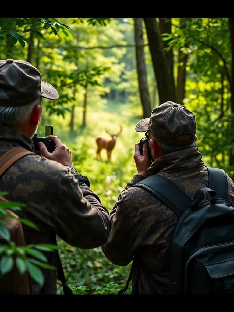 A photograph showcasing anti-poaching patrols conducted by SOCIETE DE CHASSE LA FRATERNELLE members, highlighting their dedication to protecting wildlife from illegal activities.